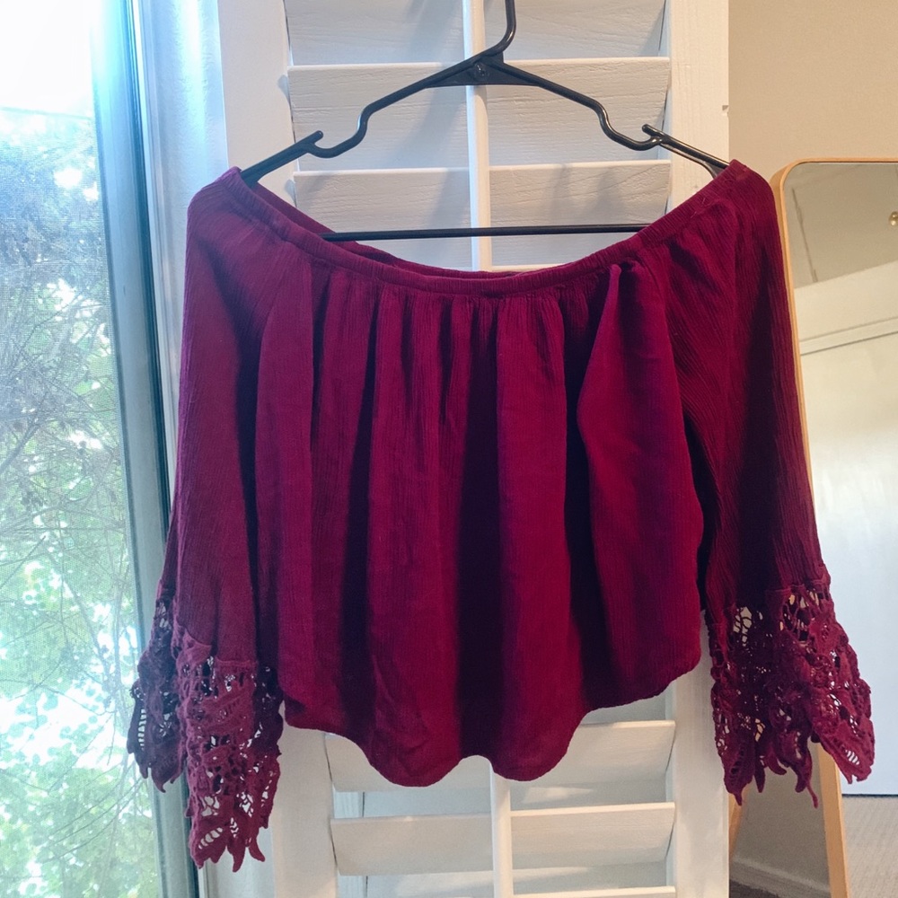 Off the Shoulder Burgundy Top